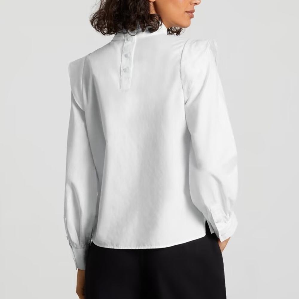 Everlane The Wing-Shoulder White Mockneck Long Puff Sleeve Pullover Top Size 14 - Picture 14 of 14